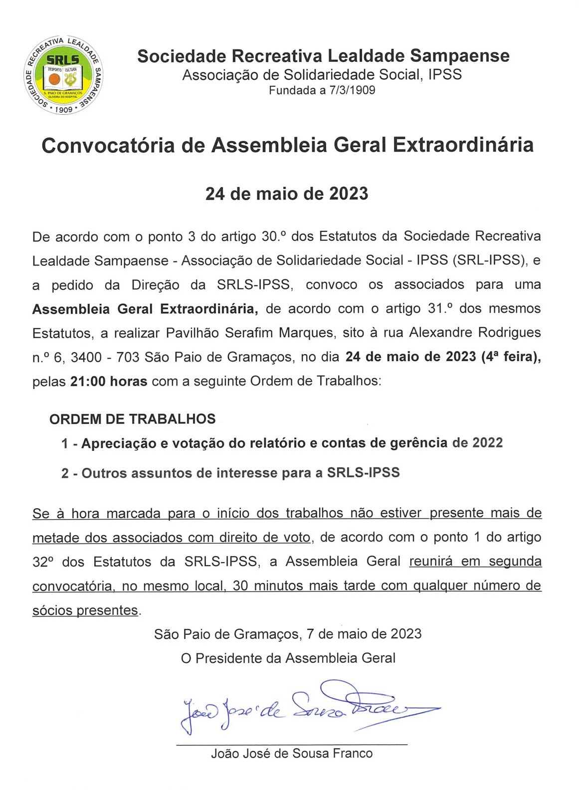 Assembleia Geral – 24/05/2023